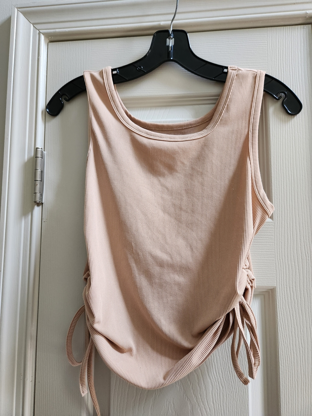 SHEIN Ribbed Side-Tie Tank Top in Blush Pink